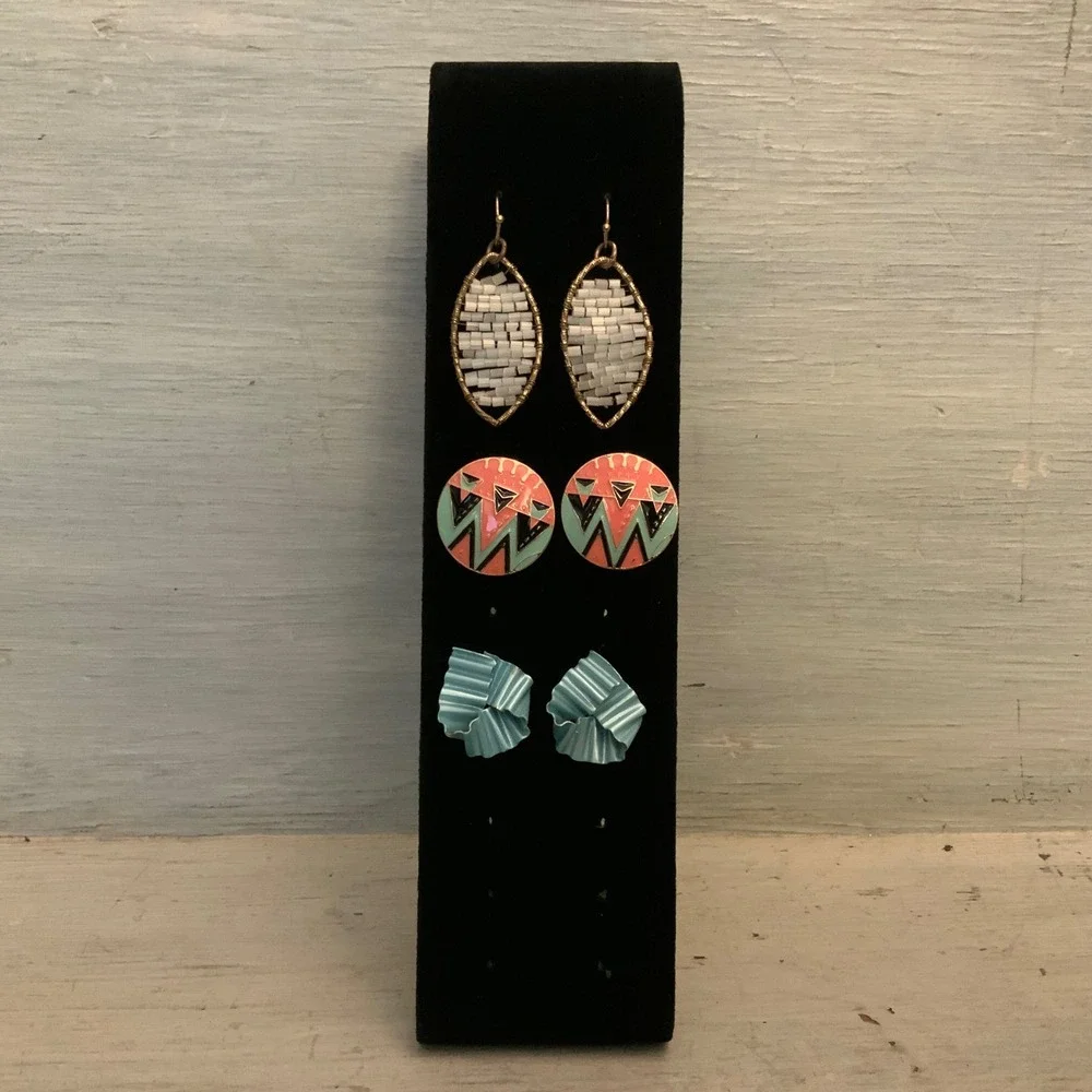 Vintage Set of 3 Fashion Statement Earrings‎ Good Condition